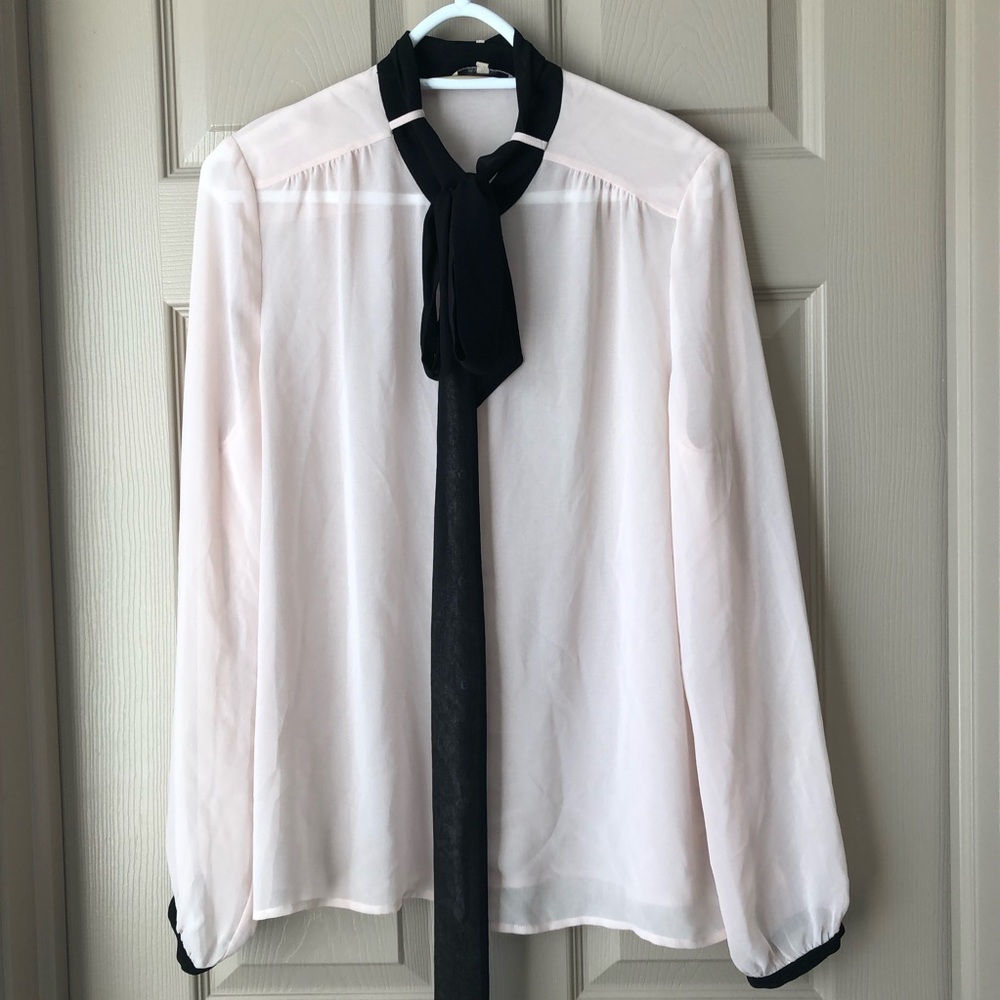 3 for $15 Pink & Black Tie Blouse